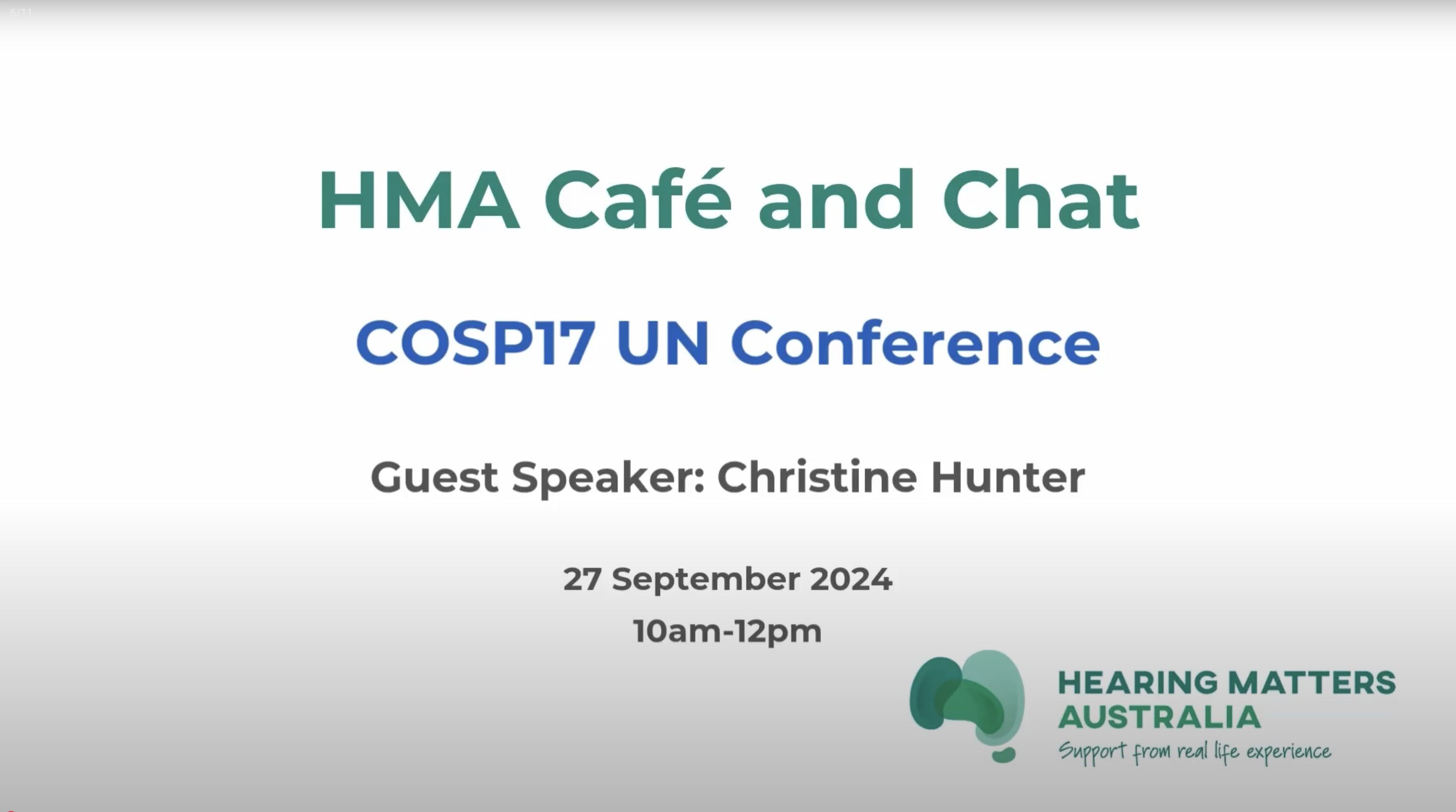 HMA Café & Chat Sessions: A journey from hearing loss to the United Nations by Christine Hunter